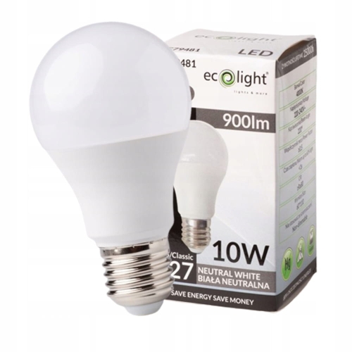 Żarówka LED E27 10W 4000K ECOLIGHT® – 900 lm, neutralna barwa