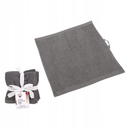 Zestaw ręczników SPA 30x30cm stalowy – bawełniane, miękkie i chłonne 3 szt.
