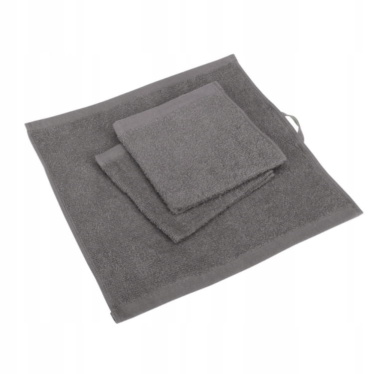 Zestaw ręczników SPA 30x30cm stalowy – bawełniane, miękkie i chłonne 3 szt.