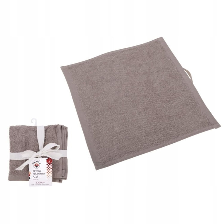 Zestaw ręczników SPA 30x30cm mokka – bawełniane, miękkie i chłonne 3 szt.