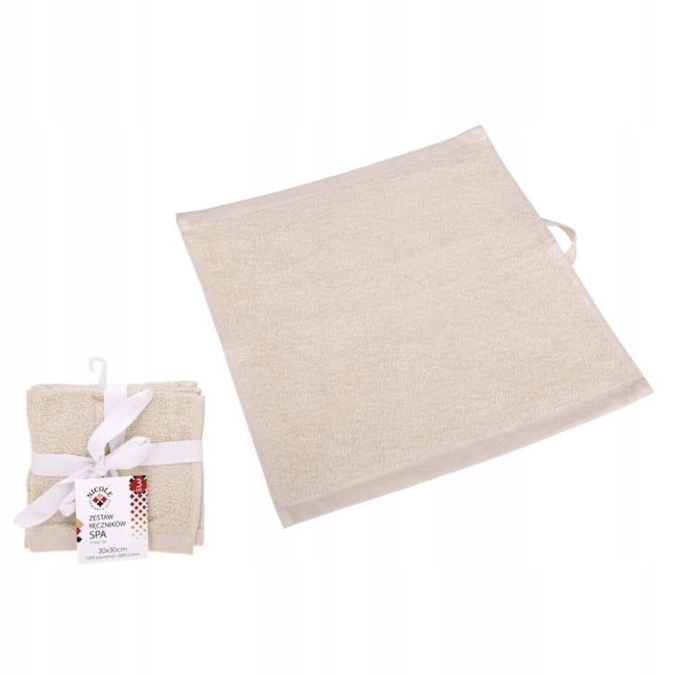 Zestaw ręczników SPA 30x30cm cappuccino – miękkie i chłonne 3 szt.