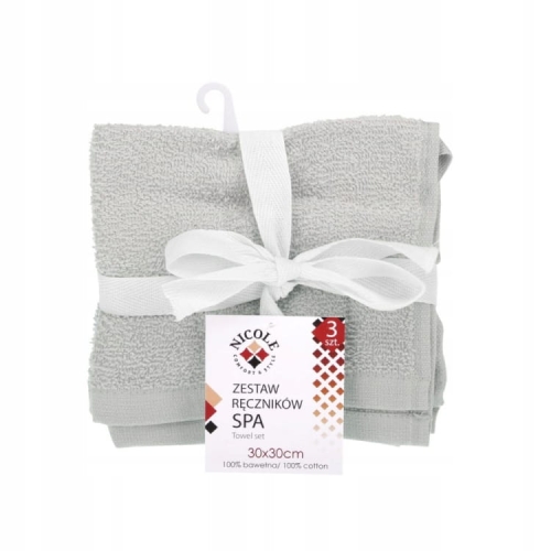 Zestaw ręczników SPA 30x30cm szałwiowy – miękkie i chłonne 3 szt.